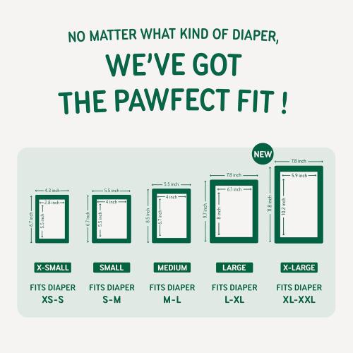 PAWPANG Disposable Dog Diaper Liners Booster Pads for Male & Female Dogs, 100ct, 5 Sizes Options, Doggie Diaper Inserts fit Most Types of Dog Diapers - Pet Belly Bands & Male Wraps (X-Small(100ct))