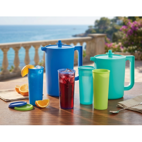 Tupperware Heritage Series with Lids Pitcher and Tumbler Set 12 Count