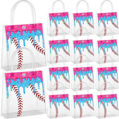 Kolldenn 24 Pcs Clear Baseball Snack Bags PVC Party Favors with Handle