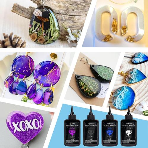 JDiction UV Resin Blue, 100g Colored UV Resin for Jewelry Making Greenish Blue