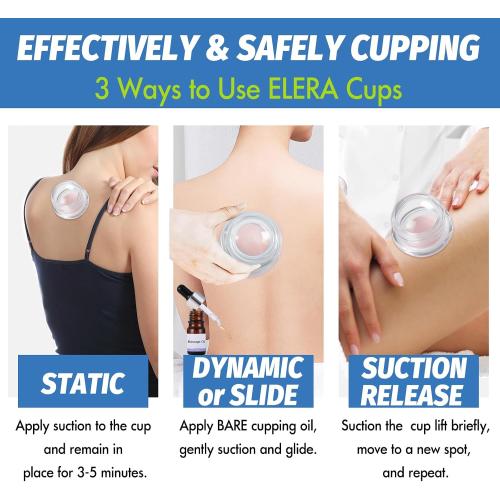 ELERA Silicone Cupping Therapy Set – Transparent Massage Cups in 4 Sizes (XL, L, M, S) for Body Relaxation, Cellulite & Home Wellness (Gourd Shape 4-Pack)