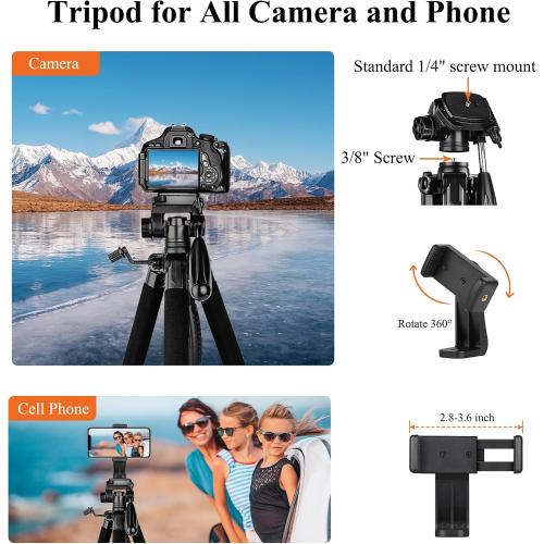 Victiv Tripod, 74” Camera Tripod for Cell Phone with Phone Holder, Orange
