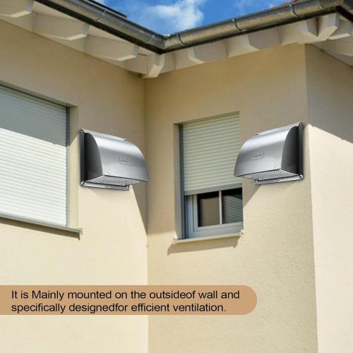 304 Stainless Steel Outdoor Wall Vent Cover, Exterior Dryer Vent Outlet Grille Louvered Duct Ventilation with Mesh Screen and Tool for Storage Room, Kitchen and Bathroom，12x12