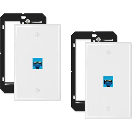 iwillink 2-Pack Cat6A Ethernet Wall Plate, 1-Port RJ45 Wall Plate, Blue