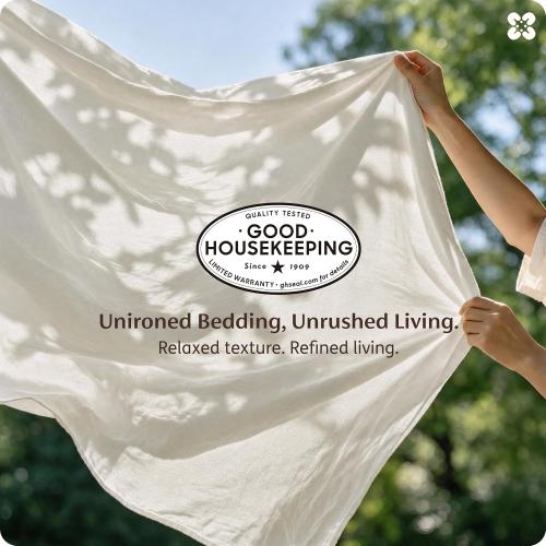Bedsure PureWoven 100% Washed Cotton Duvet Cover Set, Queen Size, 3-PC