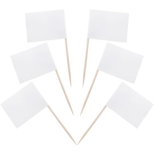 100 Pieces Blank Toothpick Flags Cheese Markers Food Labels for Party Buffet Cheese Labels for Charcuterie Board Cocktail Picks for Appetizers (White)