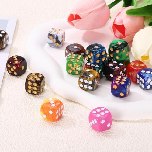 uxcell 10Pcs 6 Sided Colored Standard Dice, 16mm Acrylic D6 Mini Polyhedral Pearl Pattern Two Tone Colors Game Dice Set for Table Games, Light Green/Black, Gold Point