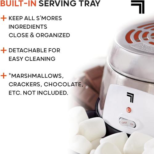 Sharper Image Electric S’mores Maker – 6 Marshmallow Roasting Sticks & Serving Tray Station| Indoor Smores Kit| Kids & Family Party Activity| Kitchen Gadget| Movie Night, Sleepover, Housewarming Gift