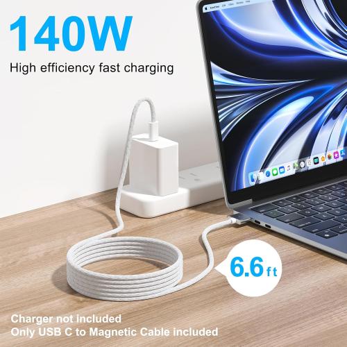 140W USB C to Magnetic 3 Charging Cable Cord Compatible with MacBook Air (M2, 2022) and MacBook Pro (14-inch, M2, 2023), Pro (16-inch, M2, 2023), Pro (14-inch, 2021), Pro (16-inch, 2021) 6.6ft
