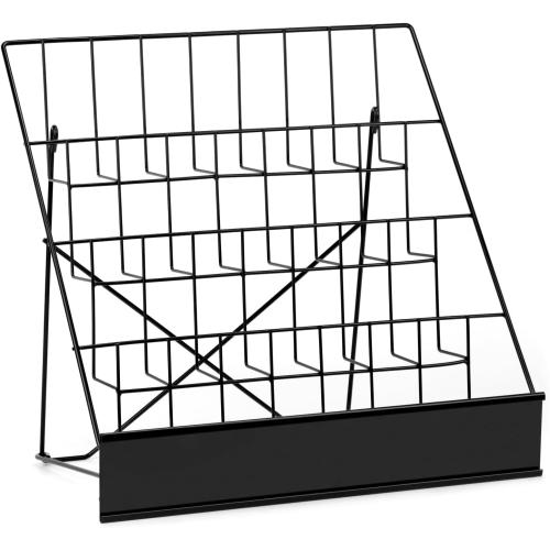 QWORK 4-Tiered Metal Book Display Stand,18.4 x 16.6 x 14.5, Book Signing Wire Rack, Tabletop CD Display Magazine Rack