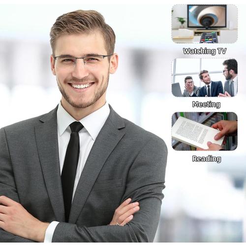 Progressive Reading Glasses for Men,Lightweight Metal Multifocus Readers,Premium Half Frame Blue Light Blocking Eyeglasses 2.50