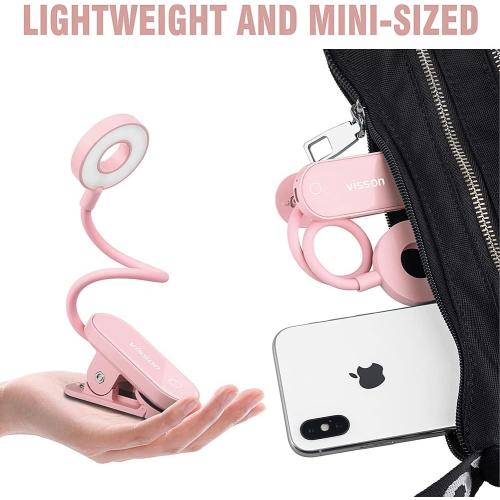 Visson Stepless Dimming Book Light,12 LED Reading Lights for Books in Bed,3 Color Temperature,Rechargeable Clip-on Light with Magnetic Function.Perfect for Bookworms,Kids