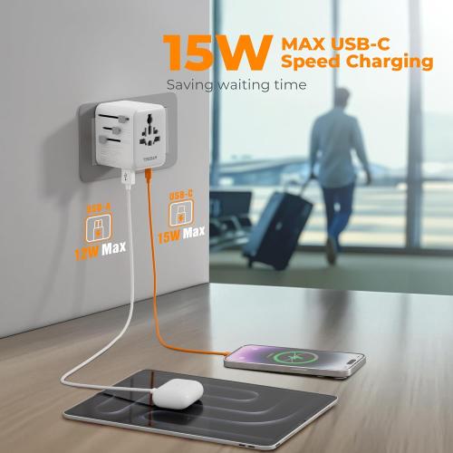 TESSAN Universal Travel Adapter 28W, International Power Adapter