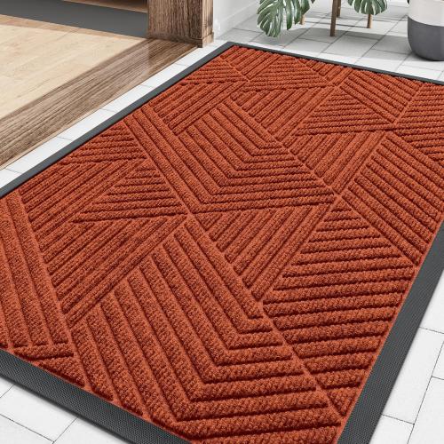 Smiry Front Door Mat Outside Entrance, Low Profile Rubber Doormat, 29.5x17