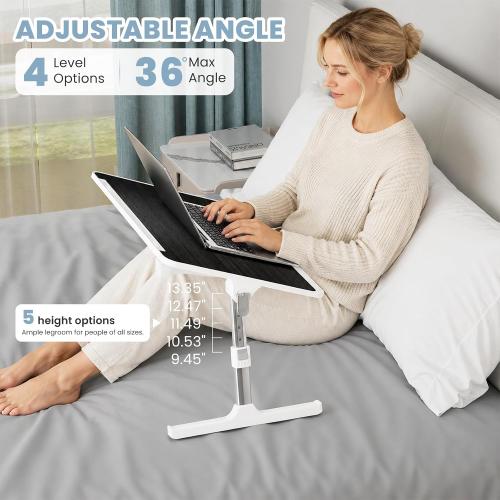 Adjustable Lap Desk, Foldable Laptop Desk for Bed,  Lap Table Black
