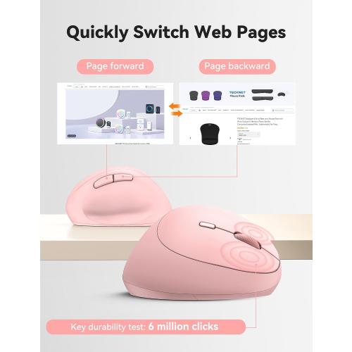 TECKNET Ergonomic Wireless Mouse 2.4G Vertical Mouse Silent 4800 DPI