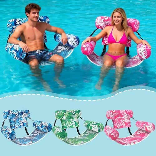 3 Pack Pool Floats Adult, Adjustable Heavy Duty Inflatable Pool Floats Chair, Portable Pool Float Lounger for Adults & Kids, Pool Floaties Noodles for Summer Pool Beach Lake Party Relaxing Fun