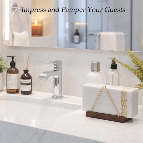 BESTVIP 1 Pack‼️ Disposable Hand Towels for Bathroom, Linen Feel, Gold