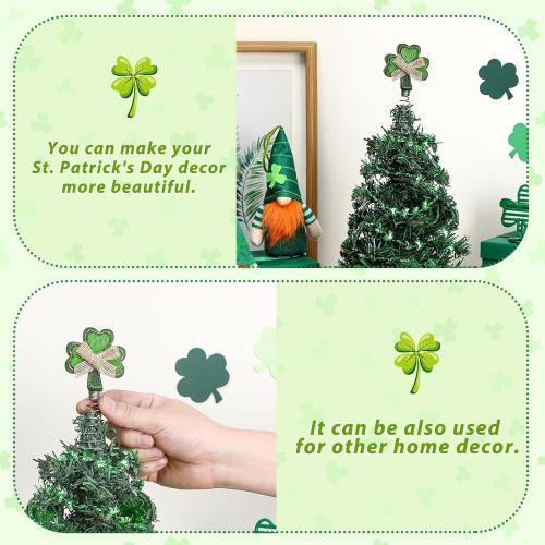 Zomiboo St Patrick's Day Miniature Tree Topper with Lucky Shamrock Decoration St Patrick's Day Ornaments Irish Theme Tree Decoration for Holiday Party Supplies Gift