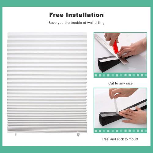 6-Pack Pleated Paper Temporary Shades Cordless Light Filtering Cut to Size Temporary Paper Blinds for Indoor Windows of Office, Bedroom, Bathroom, Living Room, 36 W x 72 H, White