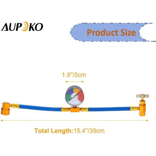 Aupoko R134A AC Refrigerant Charge Hose Kit 1/2 Self-Sealing Valve Can Tap