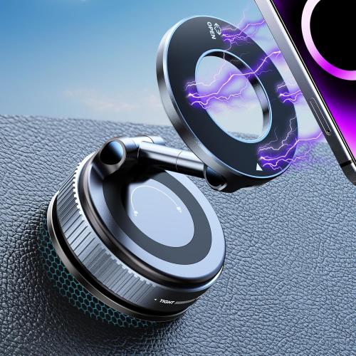 Upgraded 360° Nano Gel Vacuum Magnetic Phone Holder, 108 LBS Heavy Duty Suction Cup Phone Mount for Car Dashboard & Windshield, 3000gf MagSafe Compatible with iPhone 17/16 Pro Max
