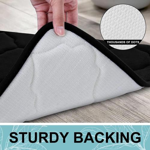 OLANLY Memory Foam Toilet Rugs U-Shaped 24x20, Ultra Soft and Absorbent Bathroom Rugs, Non-Slip, Comfortable, Machine Washable Contour Bath Mat for Toilet Base, Home Decor Accessories, Black
