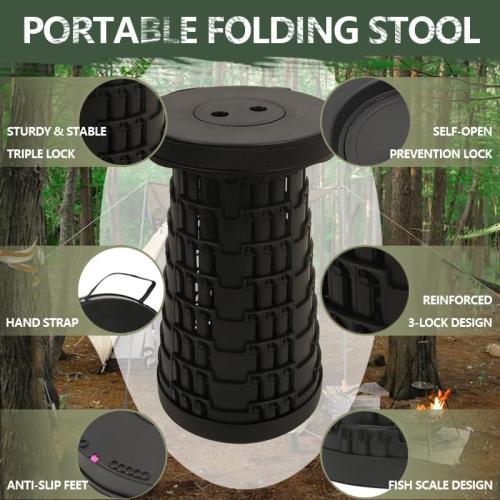 Collapsible Stool for Adults, Portable Folding Camping Seat, 500lbs