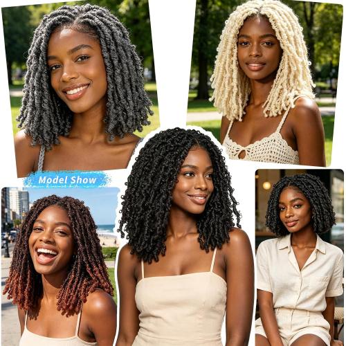 Superlight Butterfly Locs Crochet Hair 12 Inch 6 Packs Color Natural Black