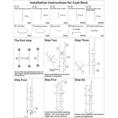 YYW Multifunctional Wood Coat Rack Stand With 9 Hooks And 3 Shelves