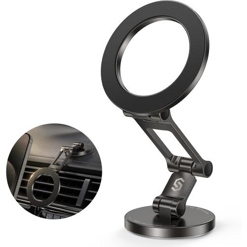 Syncwire Fits MagSafe Car Mount for Car Dash&Tesla Screen[All-Metal] Magnetic Phone Holder, [Flexible Three-axis]360° Rotation Car Mount Strong Magnets Car Phone Holder for iPhone 17 16 15 14 Pro Max