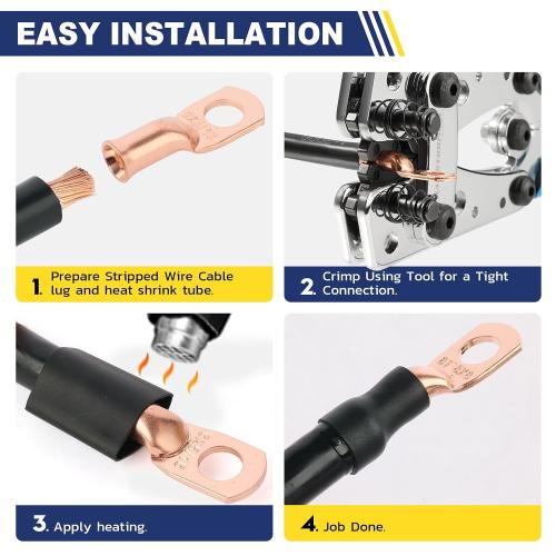 haisstronica 20PCS Battery Cable Lug & Heat Shrink Kit 4/0 AWG 3/8 (M10)