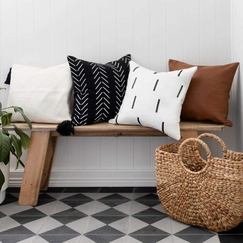 INSPIRED IVORY Boho Throw Pillow Covers - Set of 4 Decorative Farmhouse Pillow Cases for Living Room - Toss Pillow Covers 18x18 for Couch Sofa Bed - Urban Collection