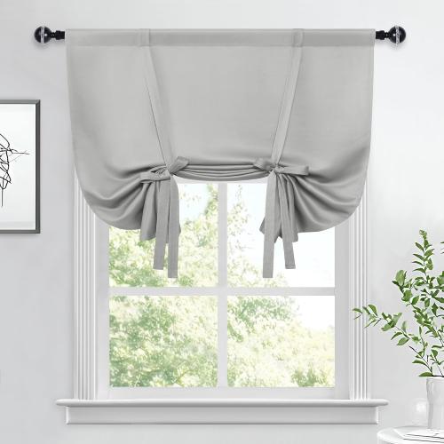 Hiasan Blackout Curtains-Tie Up Curtain, Sliver Grey, W34 X L45