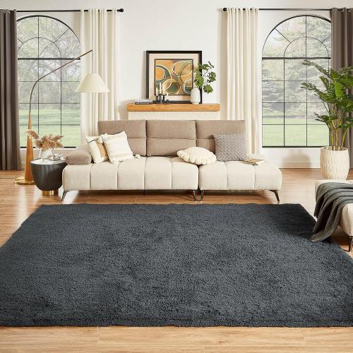 Floralux Area Rugs Size  9x12 Color Grey  Living Room, Dark Grey, Large Shag Rug Bedroom Rug, Ultra Soft Shaggy Fluffy Carpet for Playroom, Plush Modern Carpets for Kids Room, Dorm Home Decor Aesthetic