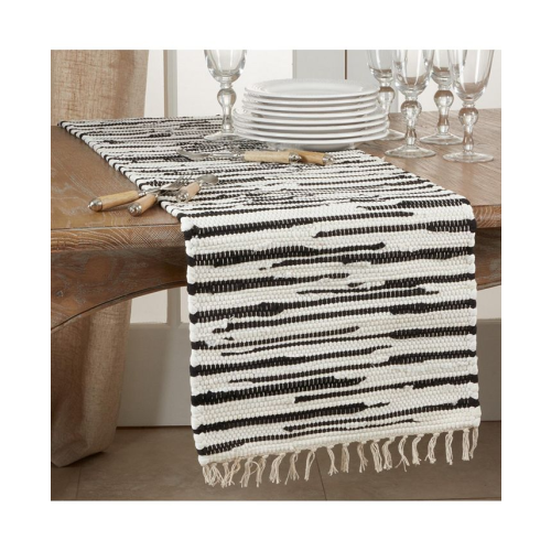 Saro Lifestyle Zebra Chindi Runner - Black - 16 x 72