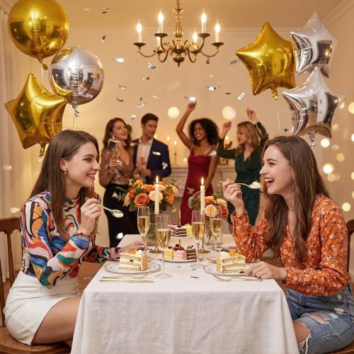 N9R 300PCS Gold Plastic Silverware, Heavy Duty Disposable Cutlery Set
