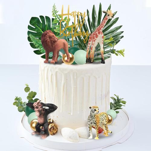 40 PCS Safari Cake Toppers Animal Cake Decorations for Jungle Birthday