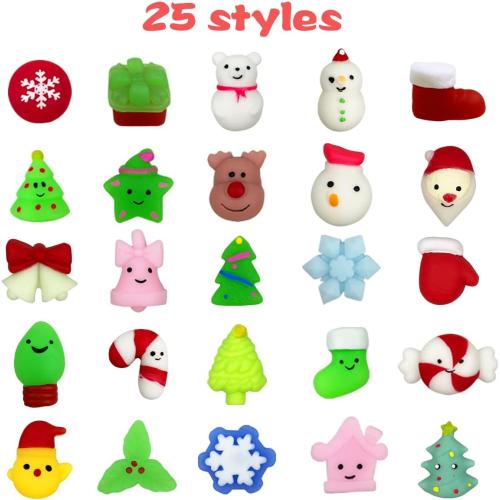 Anditoy 100 PCS Christmas Mochi Squishy Toys Squishies Christmas Toys for Kids Girls Boys Toddlers Christmas Party Favors Stocking Stuffers Gifts