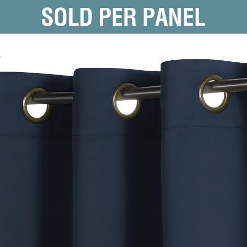 H.VERSAILTEX Blackout Curtain for Living Room Small Window Kitchen Blackout Curtains 45 inch Length Energy Saving Solid Grommet Blackout Drape, One Panel, Navy Blue, 52 W x 45 L