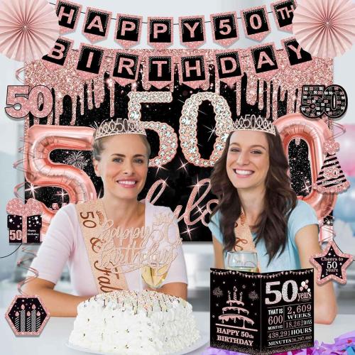 50th Birthday Decorations for Women, 32pcs 50th Birthday Party Decorations