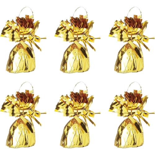 Beistle Metallic Wrapped Balloon Weight – 6 Pack, Gold Balloon Centerpiece Bouquet Holders, Party Decoration Accessories for Birthdays, Weddings, Graduations, and Retirement Celebrations, 6 Oz