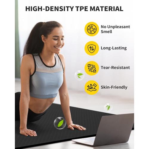 CAMBIVO 72''x48'' Large Yoga Mat, Extra Thick TPE Workout Mat | extra large exercise mat, non-slip TPE cushioning for joint relief, pilates stretching, apartment noise dampening