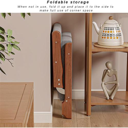 Foldable Japanese Tatami Chair, Solid Wood Legless Floor Chair with Breathable Linen Seat & Back Support, Meditation for Bedroom, Balcony, Bay Window, Walnut gray