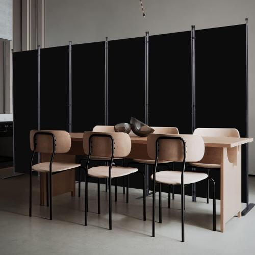 Room Divider, 6 Panel Folding Privacy Screens with Wider Feet, Black
