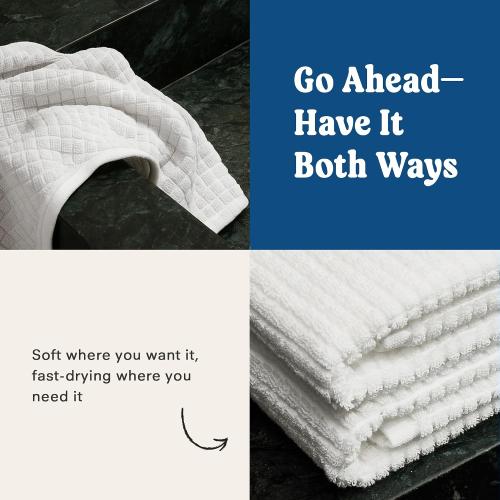 ONSEN Sculpted Terry Bath Towels - White, 2X Bath Towel