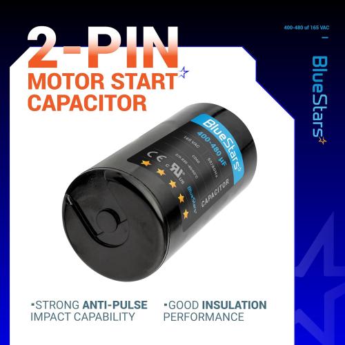 [UL Listed] BlueStars 400-480 uF MFD 165 VAC Universal CD60 Round Motor Start Capacitor 50/60 Hz - Replacement Part for AC Electric Motor Operation - Lifetime Up to 30.000 Hours