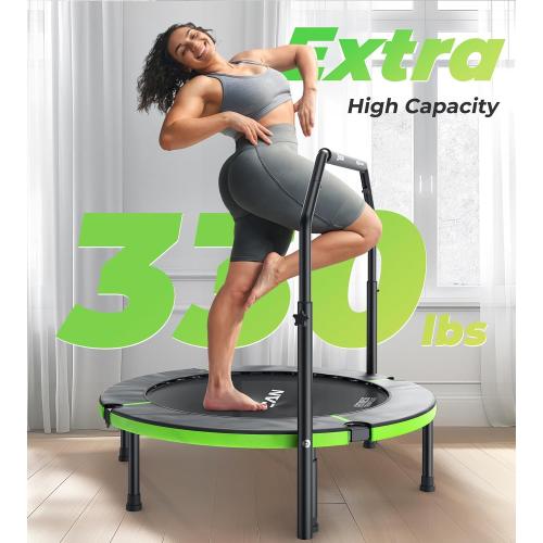 BCAN 40/48 Foldable Mini Trampoline, Rebounder Trampoline for Adults, U/T Adjustable Foam Handle, Exercise Rebounder for Adults Indoor/Garden Workout, Max Load 330lbs/440lbs-2025