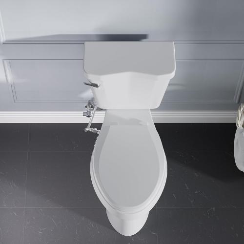 Clirass Bidet Toilet Seat, Soft Close Elongated Toilet Seat, Button control Feminine/Posterior Wash Switch, Knob Control Water Pressure,White Bidet Seat Attachment with Brass inlet