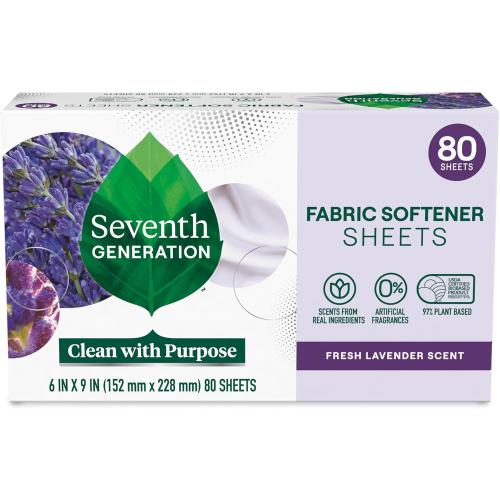 Seventh Generation Dryer Sheets Laundry Fabric Softener, Fresh Lavender Scent, 80 Sheets